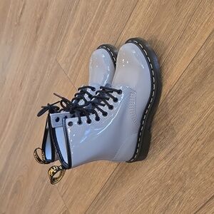Dr. Martens Lamper Leather Combat Boots Gray And Black Size US 6L